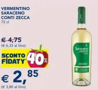 Esselunga Saraceno Vermentino Conti Zecca 75 cl offerta