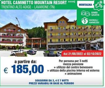 MD Discount Hotel Caminetto Mountain Resort offerta