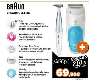 Expert Braun Silk-épil 5 Wet&Dry Silk-épil 5 5-810, Epilatore Elettrico Donna Per Un’Epilazione Delicata offerta