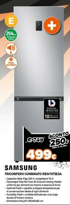 Expert Samsung RB34T673ESA Monoporta Libera Installazione 340 L E Acciaio Inossidabile offerta