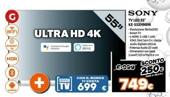 Expert Sony Tv Led Ke-55XH9096 offerta