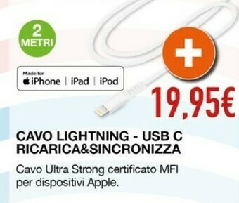 Expert Apple Cavo Lightning - Usb C Ricarica&Sincronizza offerta