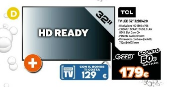 Expert TCL 32DD420 TV 81,3 Cm (32") HD Nero offerta