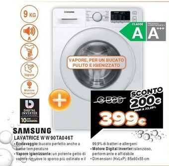 Expert Samsung WW90TA046TE Lavatrice Base Caricamento Frontale 9 Kg 1400 Giri/min Bianco offerta