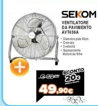 Sekom Ventilatore da Pavimento AVT459A
