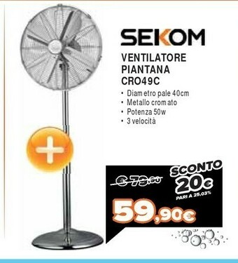 Expert Sekom Ventilatore Piantana CRO49C offerta