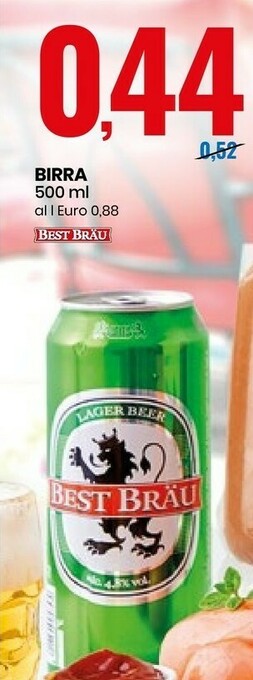 Eurospin Best Brau Lager Beer 500 G(ml) offerta