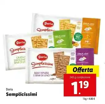 Lidl Doria Semplicissimi Crackers Al Mais E Semi Di Quinoa 245 G(ml) offerta