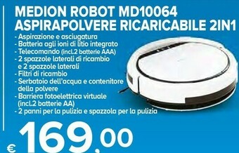 Medion Robot MD10064 Aspirapolvere Ricaricabile 2 In 1