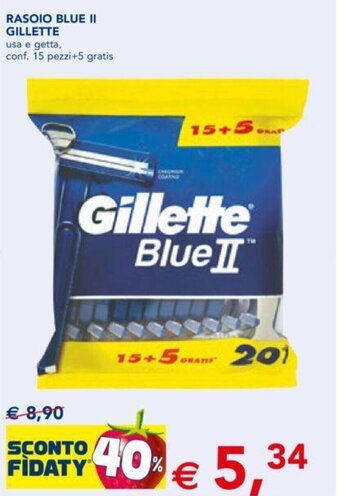 Esselunga Gillette Rasoio Blue II Usa e Getta, Conf. 15 Pezzi + 5 Gratis offerta