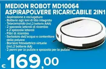 MD Discount Medion Robot MD10064 Aspirapolvere Ricaricabile 2in1 offerta