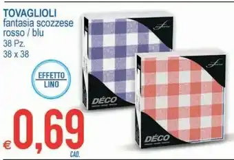 MD Discount Deco Tovaglioli Fantasia Scozzese Rosso / Blu 38 Pz 38 X 38 offerta
