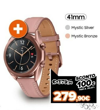 Expert Samsung Galaxy Watch3 Smartwatch Bluetooth, Cassa 41mm Acciaio, Cinturino Pelle, Saturimetro, Rilevamento Cadute, Monitoraggi offerta
