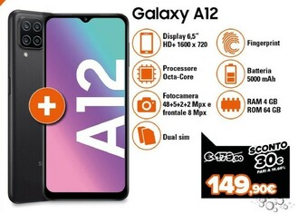Expert Samsung Galaxy A12 16,5 Cm (6.5") Doppia SIM 4G USB Tipo-C 4 GB 64 GB 5000 MAh Nero offerta