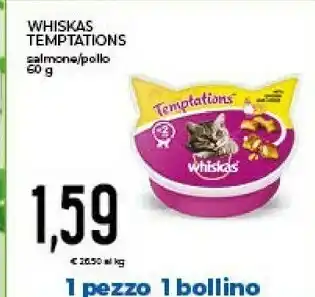 Conad ‎Whiskas Temptations Cibo Secco Per Gatti Adulto Pollo 60 G offerta