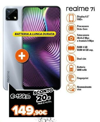 Expert Realme 7i 16,5 Cm (6.5") Doppia SIM Android 10.0 4G USB Tipo-C 4 GB 64 GB 6000 MAh Grigio offerta