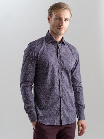 Camicia uomo stampa micro fantasia in tessuto popeline