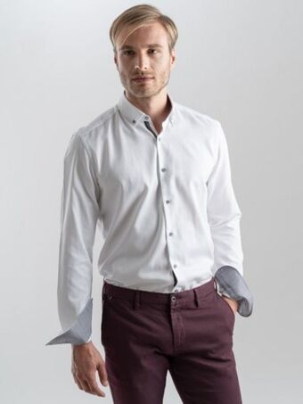 Invidia Camicia uomo tinta unita bianca tessuto armaturato offerta