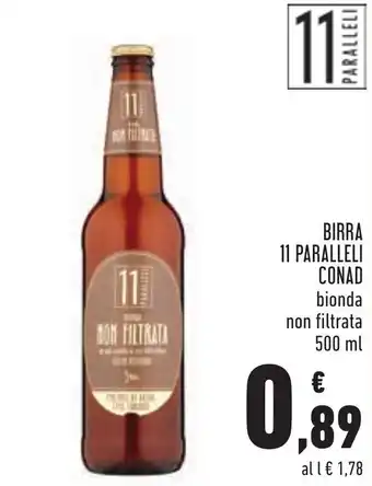 11 Paralleli Conad Birra Bionda Non Filtrata 500 ml