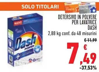 Conad Margherita Dash Detersivo In Polvere Per Lavatrice 2.88 kg Conf. da 48 Misurini offerta