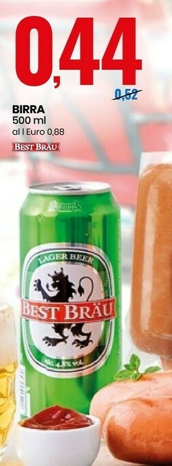 Eurospin Best Brau Lager Beer 500 G(ml) offerta