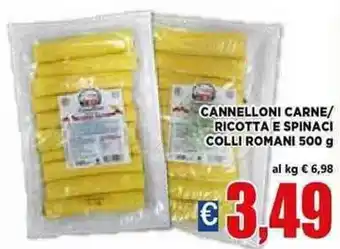 Vivo Supermercati Colli Romani Cannelloni Carne/Ricotta E Spinaci 500 g offerta
