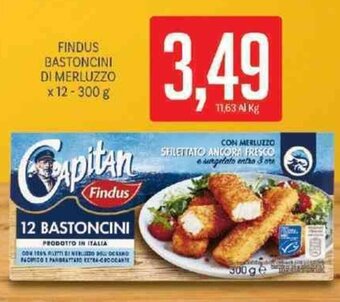 Supermercati Piccolo Findus Bastoncini di Merluzzo x 12 - 300 g offerta