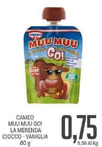 Supermercati Piccolo Cameo Muu Muu Go! La Merenda Ciocco-Vaniglia 80 g offerta