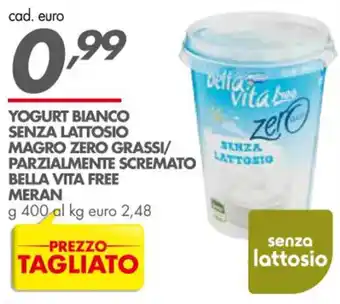 Italmark Yogurt Bianco Senza Lattosio Magro Zero Grassi/Parzialmente Scremato Bella Vita Free Meran g 400 offerta