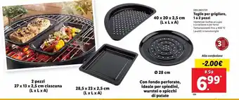 Lidl Teglie per grigliare 1 o 2 pezzi grillmeister offerta