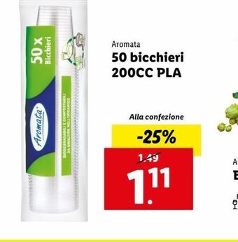 Lidl Aromata 50 bicchieri 200cc pla offerta