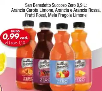 Italmark San Benedetto Succoso Zero 0,9 L Arancia Limone,Arancia e Arancia Rossa Frutti Rossi,Mela Fragola Limone Carota offerta