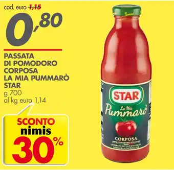 Italmark Star Passata di Pomodoro Corposa La Mia Pummarò g 700 offerta