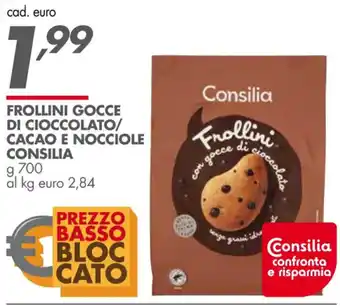 Italmark Consilia Frollini Gocce di Cioccolato/Cacao e Nocciole g 700 offerta