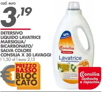 Italmark Consilia Detersivo Liquido Lavatrice Marsiglia/Bicarbonato/Salva Colore x 30 lavaggi offerta