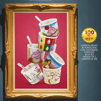 Italmark Coppetta Gelato in Porcellana con Cucchiaino Playfood Ø cm 8,5 Altezza cm 7, Capacità ml 200 offerta
