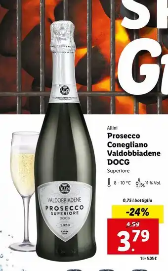 Lidl Allini prosecco conegliano valdobbiadene docg superiore offerta