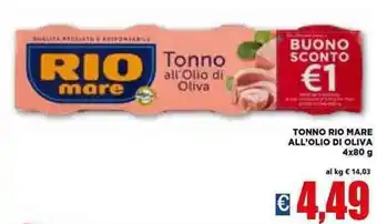Vivo Supermercati Rio Mare Tonno All'Olio Di Oliva 4x80 g offerta