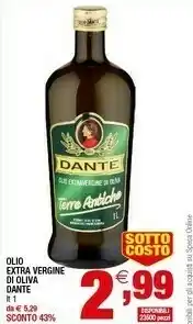 Dante Olio Extra Vergine D'Oliva Terre Antiche 1000 G(ml)