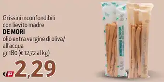 Maxi Supermercati De Mori Grissini inconfondibili con lievito madre olio extra vergine di oliva/all'acqua gr 180 offerta