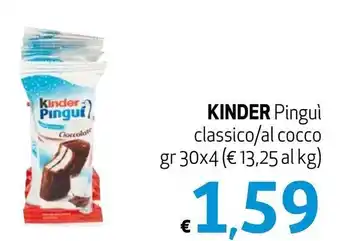 Maxi Supermercati Kinder Pinguì classico/al cocco gr 30x4 offerta