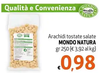 Maxi Supermercati Mondo Natura Arachidi tostate salate gr 250 offerta