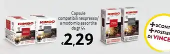 Maxi Supermercati Kimbo Capsule compatibili nespresso/a modo mio assortite gr 55 offerta