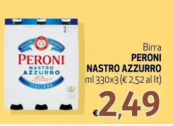 Maxi Supermercati Peroni Nastro Azzurro Birra ml 330x3 offerta