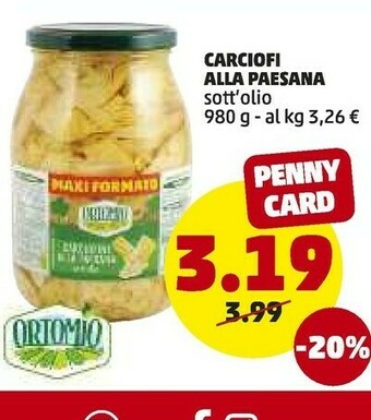 PENNY Rios Ortomio Carciofi Alla Paesana offerta