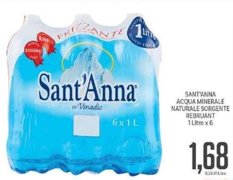 Supermercati Piccolo Sant'Anna Acqua Minerale Naturale Sorgente Rebruant 1 Litro x 6 offerta