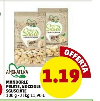 PENNY Amonatura - Frutta Snack Mandorle Pelate 100 G(ml) offerta