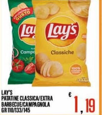 Lay's Patatine Classica/Extra Barbecue/Campagnola gr 110/133/145