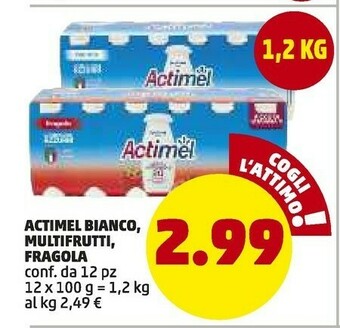 PENNY Actimel Danone Bianco Multifrutti Fragola offerta