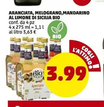 PENNY Penny Market Aranciata Melograno Mandarino Al Limone Di Sicilia Bio offerta